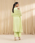 Unstitched Women's Green Cotton Net 3 Piece Suit